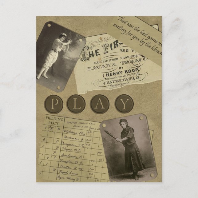 Vintage Women's Baseball Postcard Postkarte (Vorderseite)