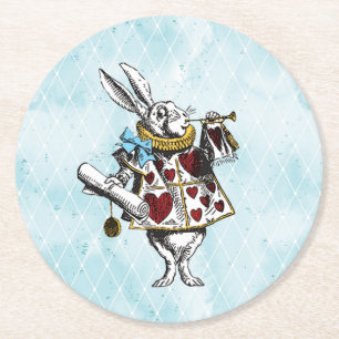 Vintage-Wonderland-Hasen-Illustration Runder Pappuntersetzer