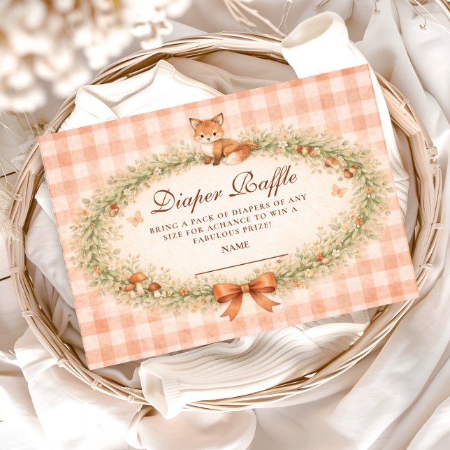 Vintage Woodland Fox Diapper Raffle Begleitkarte (Von Creator hochgeladen)