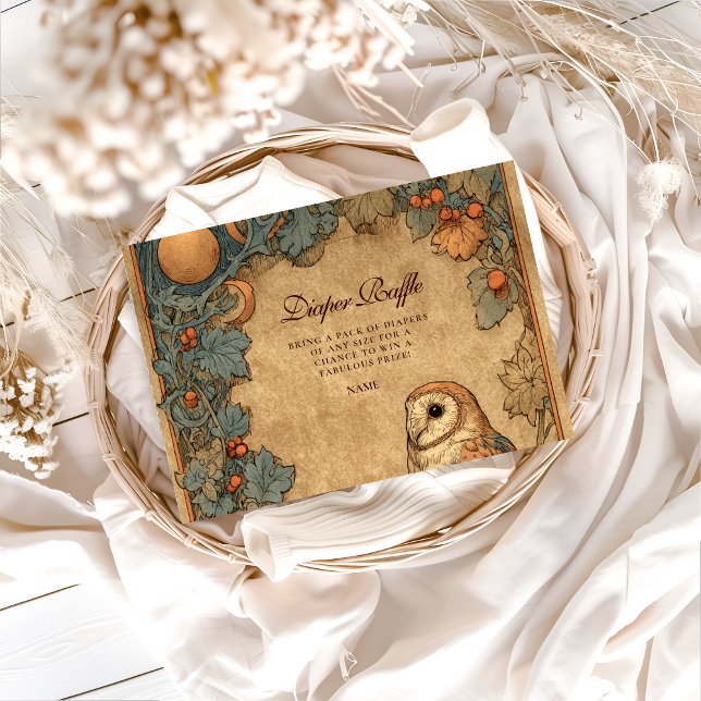 Vintage Woodland Owl Diapper Raffle  Begleitkarte (Von Creator hochgeladen)