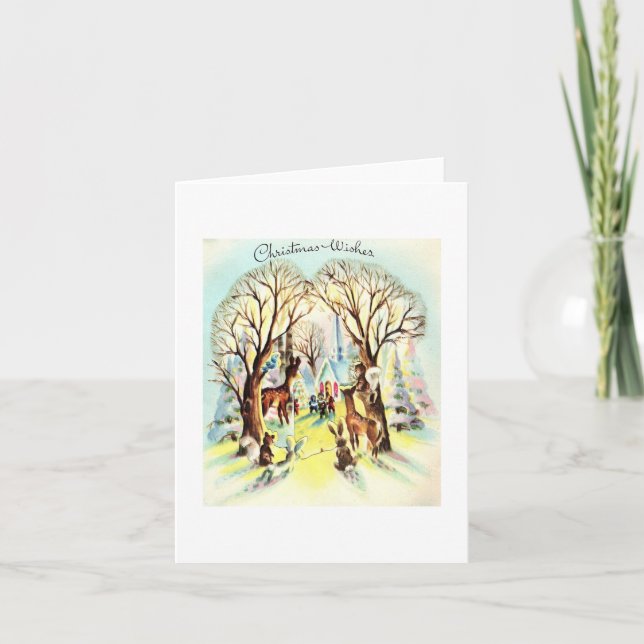 Vintage Woodland Weihnachtskarte Karte (Vorderseite)