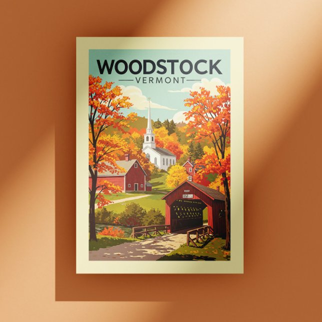 Vintage Woodstock Vermont Postkarte (Von Creator hochgeladen)