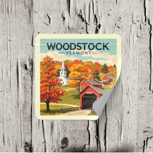 Vintage Woodstock Vermont Quadratischer Aufkleber