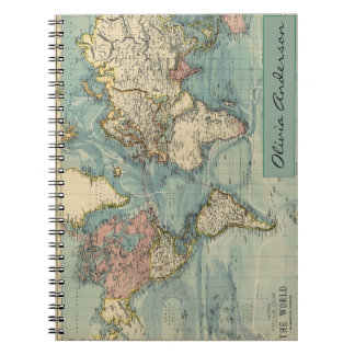 Vintage World Map, Travel Journal, Custom Notebook Notizblock