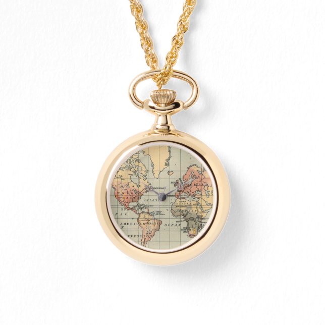 Vintage World Map Wrap Watch Armbanduhr (Vorderseite)