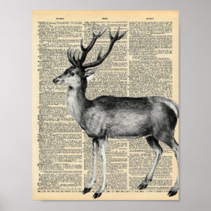 Vintage Wörterbuchseite mit Strichliste Poster