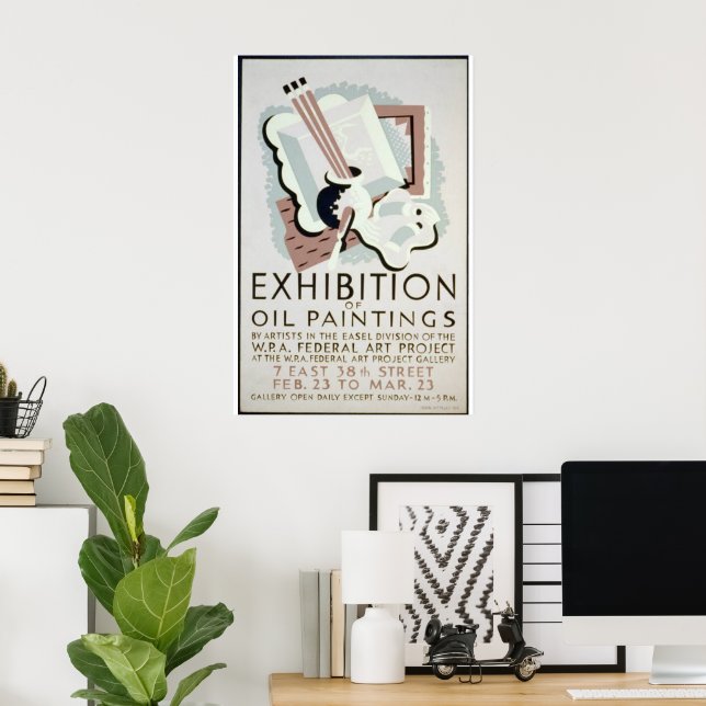 Vintage WPA Kunstausstellung c. 1930-1950 Poster (Heimbüro)