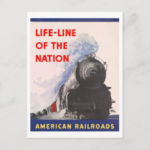 Vintage-WPA-"Lebensader der Nation"-Zugposter Postkarte