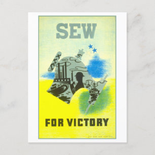 Vintage-WPA-Plakat: Nähen für den Sieg Postkarte