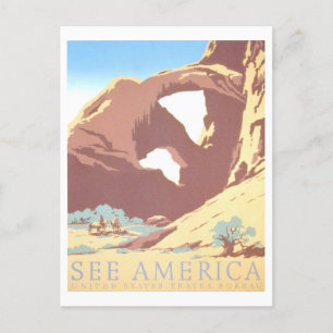 Vintage-WPA-Reiseplakat: "Amerika entdecken" Postkarte