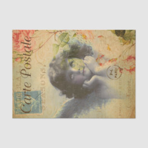 Vintage wunderschönes kleines Mädchen Engel Kind F Seidenpapier