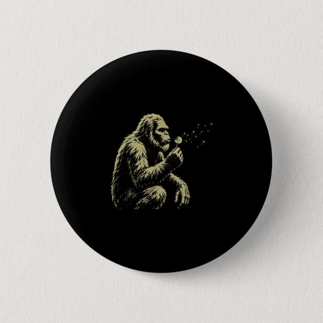 Vintage Wünsche lustiger Bigfoot pustet Button (Vorderseite)