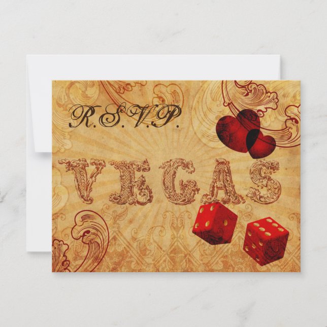 Vintage Würfel Vegas Hochzeit rsvp (Vorderseite)