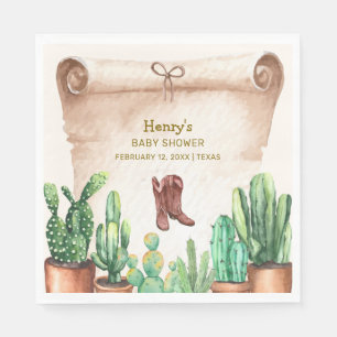 Vintage Wüste Cactus Cowboy Boots Baby Shower Serviette
