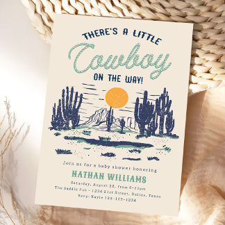 Vintage Wüste Western Kinderdusche Einladung