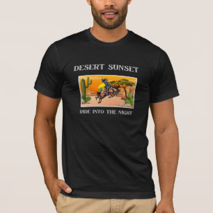 Vintage Wüsten-Sonnenuntergang Cowboy T-Shirt