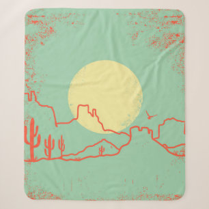 Vintage Wüstenlandschaft mit Kakteen und Canyon. Sherpadecke