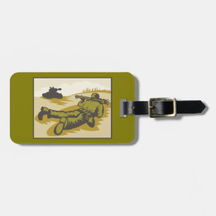 Vintage WW2 Bazooka Soldat und Panzer Gepäckanhänger