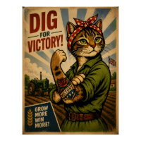 Vintage WW2 Landmädchen Pop Art Katze | Retro