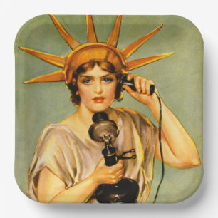 Vintage-WWI-Hallo, hier spricht Liberty-Poster Pappteller
