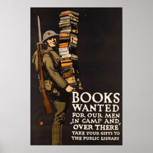 Vintage WWII amerikanische Militärbibliothek Poster