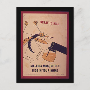 Vintage WWII Tötet Malaria-Mücken Postkarte