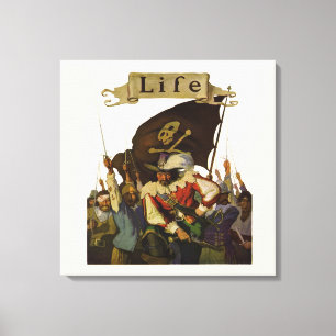 Vintage Wyeth-Illustration Piratenleben Leinwanddruck
