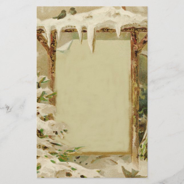 Vintage Xmas-Yard-Szene Briefpapier (Vorderseite)
