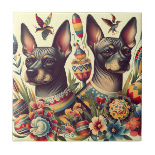 Vintage Xoloitzcuintle Illustration Fliese