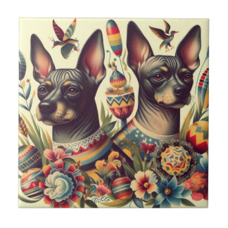 Vintage Xoloitzcuintle Illustration Fliese