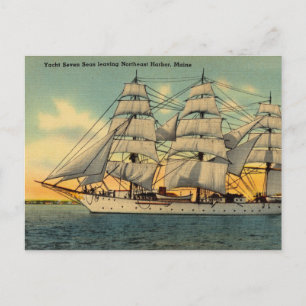 Vintage, Yacht, Sieben Meere Northeast Harbor, Mai Postkarte