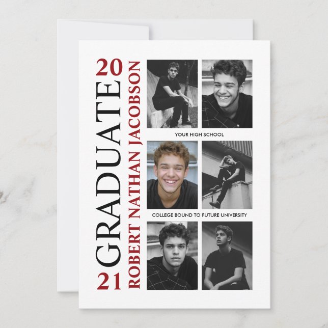 Vintage Yearbook Grad Foto Grad Einladungskarte (Vorderseite)