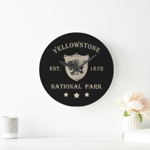 Vintage Yellowstone Nationalpark Große Wanduhr