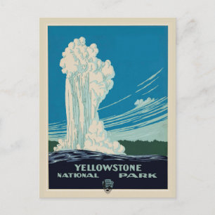 Vintage Yellowstone Nationalpark Old Faithful Postkarte