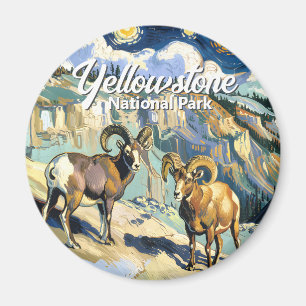 Vintage Yellowstone Natur Landschaft Wildtiere Sch Magnet