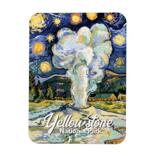 Vintage Yellowstone Old Faithful Van Gogh Stil Magnet