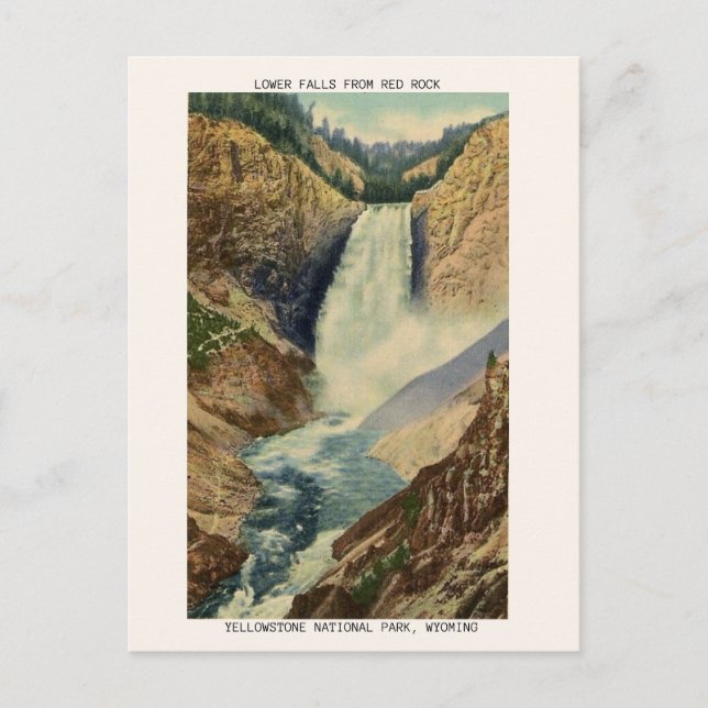 Vintage Yellowstone-Postkarte, Unterfälle Postkarte (Vorderseite)