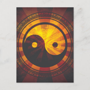 Vintage Yin Yang Symbol Druck Postkarte