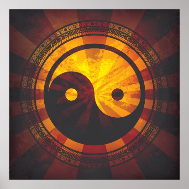 Vintage Yin Yang Symbol Print Poster (Vorne)