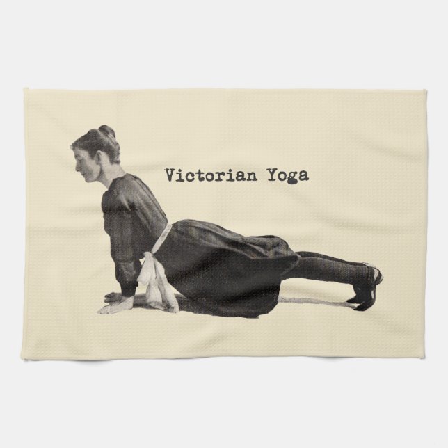 Vintage Yoga-Frau bis Hund Antike Geschirrtuch (Horizontal)