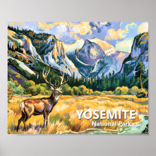 Vintage Yosemite Half Dome Tier Hirsch Van Gogh Poster