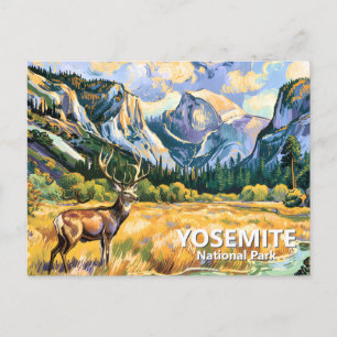 Vintage Yosemite Half Dome Tier Hirsch Van Gogh Postkarte