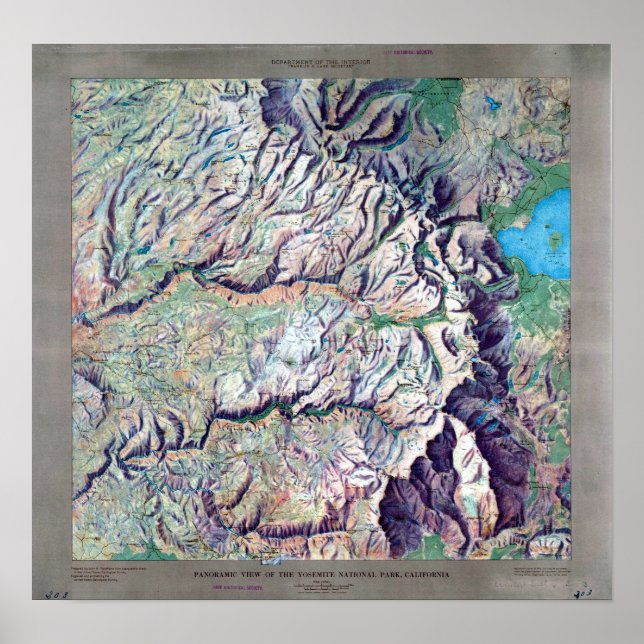 Vintage Yosemite National Park Relief Map Poster (Vorne)