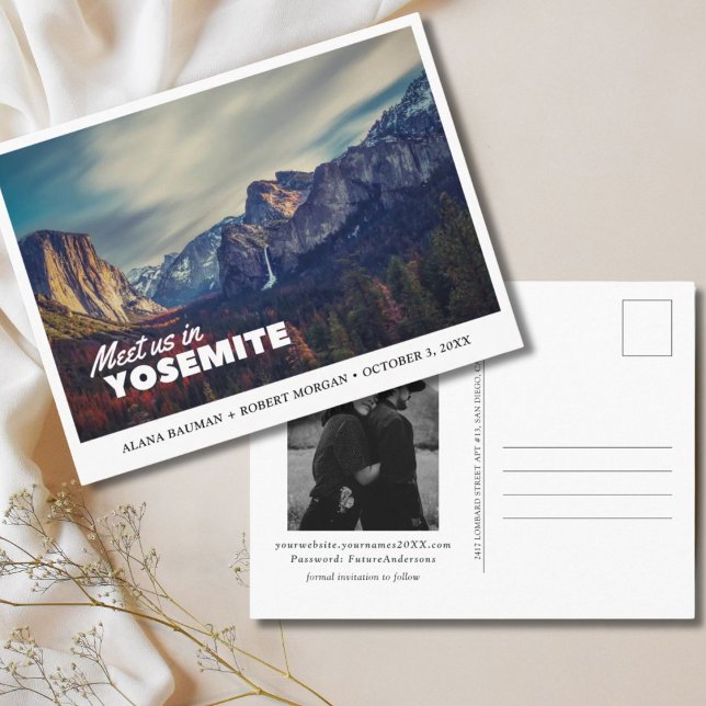 Vintage Yosemite Wedding Save the Date Postcard Postkarte (Vintage Yosemite Wedding Save the Date Postcard
)