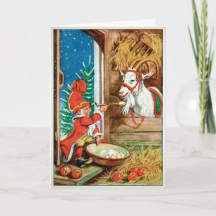 Vintage Yule Goat Odd Carte de vacances
