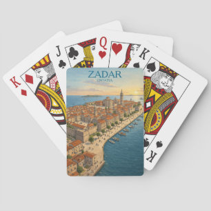 Vintage Zadar Kroatien Adria Küste Illustration Spielkarten