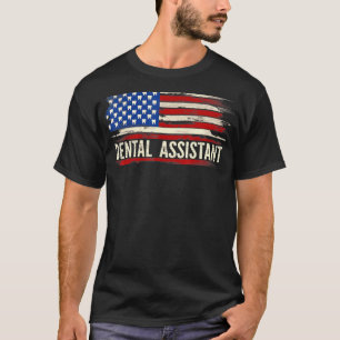 Vintage-Zahnarzthelferin Amerikanische Flagge Zahn T-Shirt