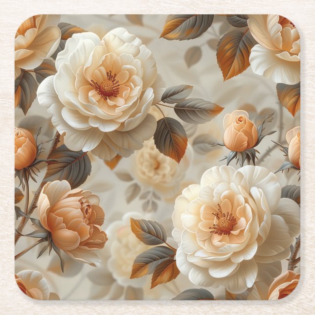 Vintage zarte Blumenmuster. Rechteckiger Pappuntersetzer (Vorderseite)