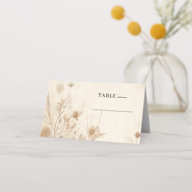 Vintage zarte Botanische Hochzeit Platzkarte (Vorderseite)