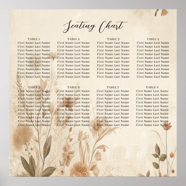 Vintage zarte Botanische Hochzeit Poster (Vorne)